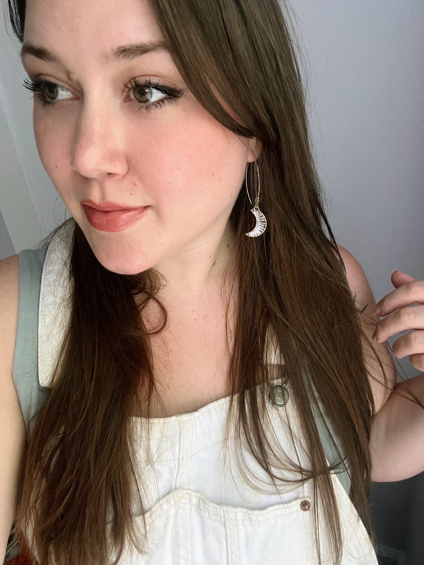 Crescent Moon Threaders with Labradorite