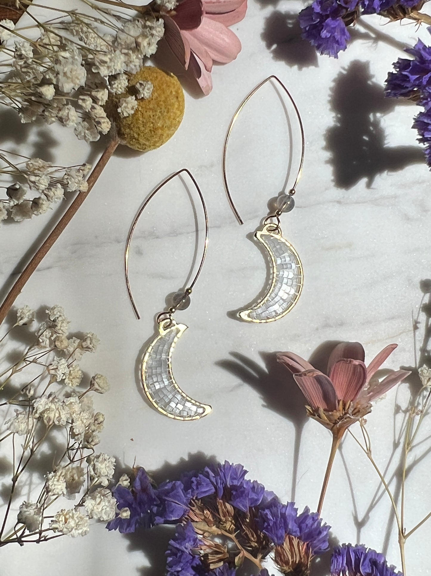 Crescent Moon Threaders with Labradorite